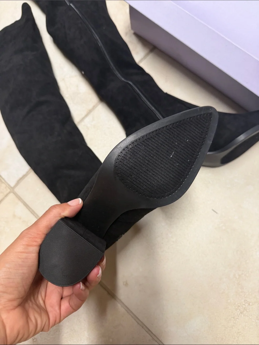 Madden Girl Black Suede Over-the-Knee Block Heel Boots